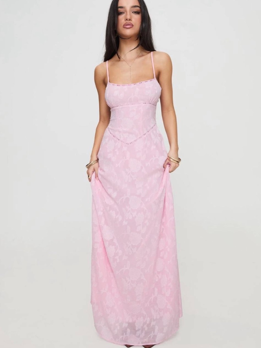 Princess Polly Pink Lace Maxi Dress